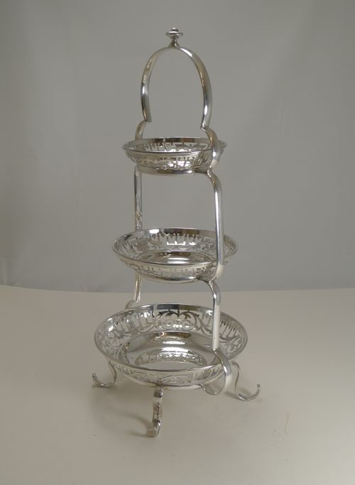 fig 1. Antique English Silver Plated Graduated Cake Stand c.1900