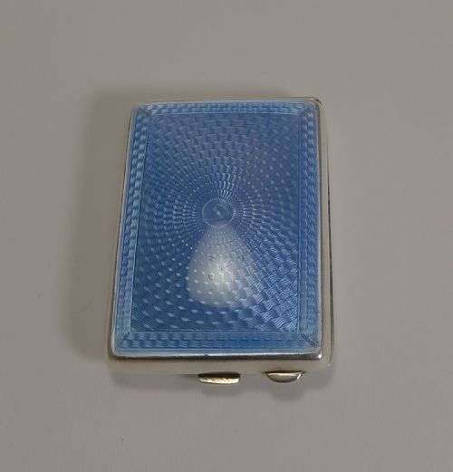 Sterling Silver and Blue Guilloche Enamel Match Book Holder / Striker - 1929