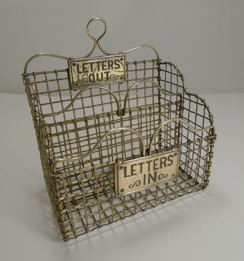 Victorian English Brass Mesh Letters Box or Caddy C.1880