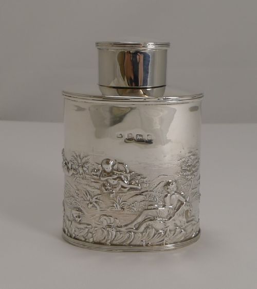 Stunning Antique English Sterling Silver Tea Caddy