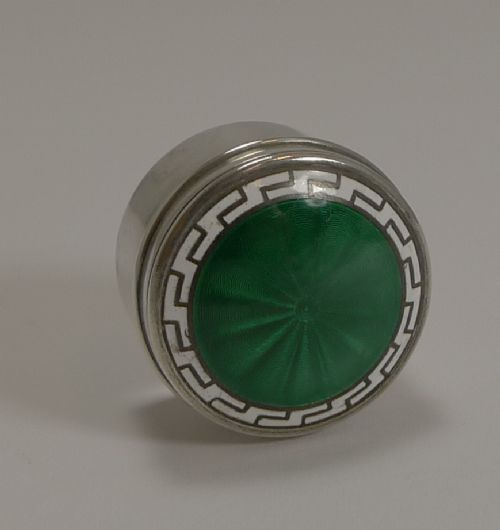 Antique English Sterling Silver and Enamel Box