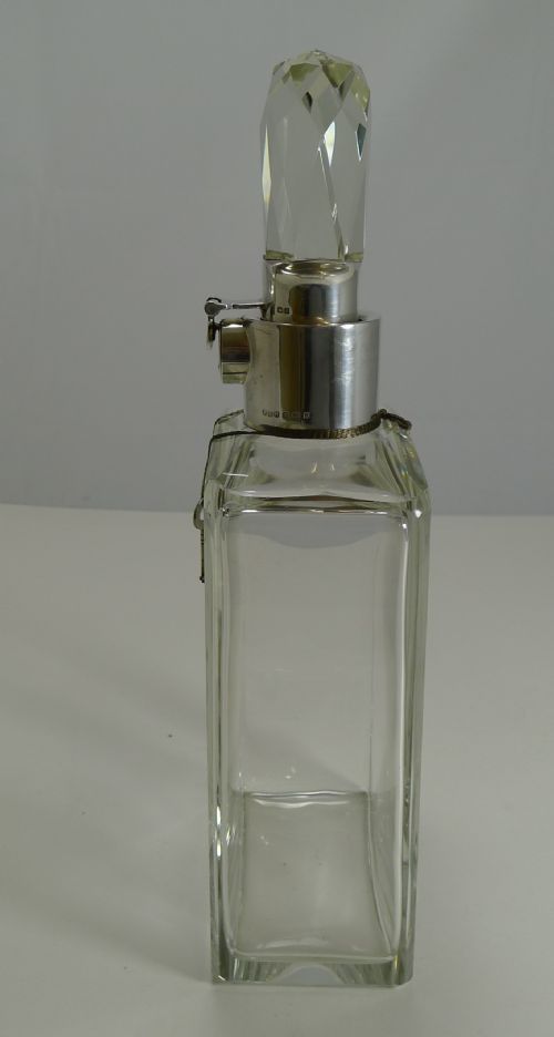 ENGLISH ART DECO CRYSTAL AND STERLING SILVER LOCKING DECANTER BY HUKIN AND HEATH - ADDITIONAL PHOTO 1
