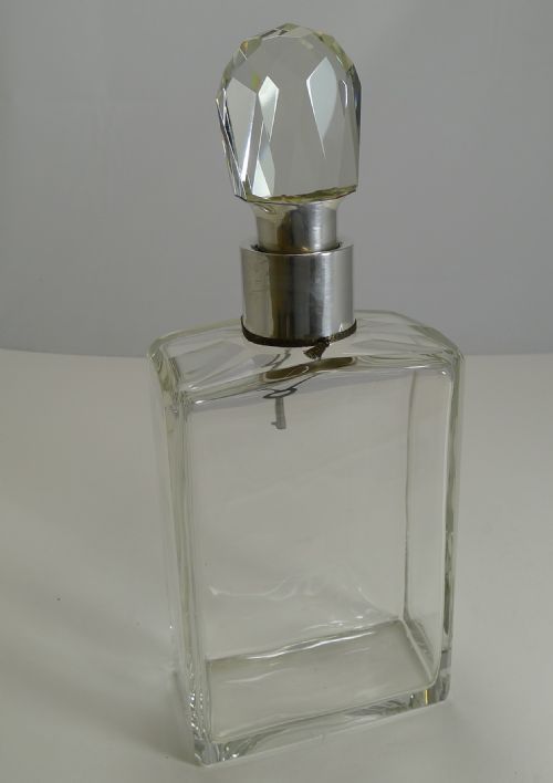 ENGLISH ART DECO CRYSTAL AND STERLING SILVER LOCKING DECANTER BY HUKIN AND HEATH - ADDITIONAL PHOTO 2