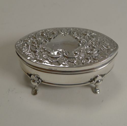 Antique English Sterling Silver Ring Box 1905