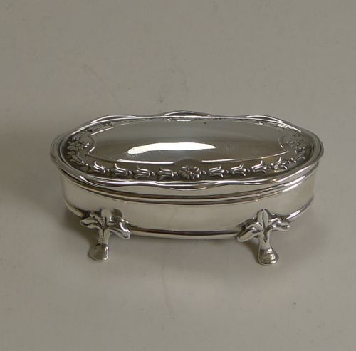 Antique English Sterling Silver Ring Box for Two Rings - 1906