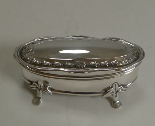 fig 1. Antique English Sterling Silver Ring Box For Two Rings - 1906
