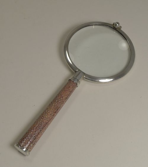 English Sterling Silver and Shagreen Magnifying Glass - 1929
