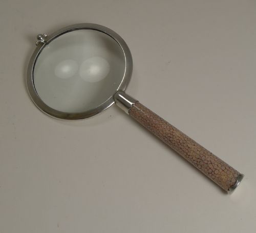 fig 1. English Sterling Silver and Shagreen Magnifying Glass - 1929