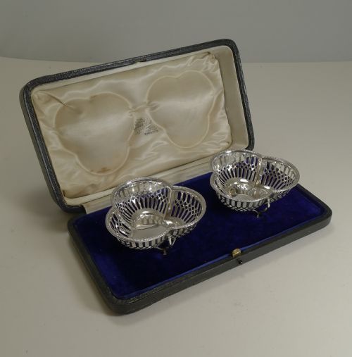 Pair Cased English Sterling Silver Baskets - 1910