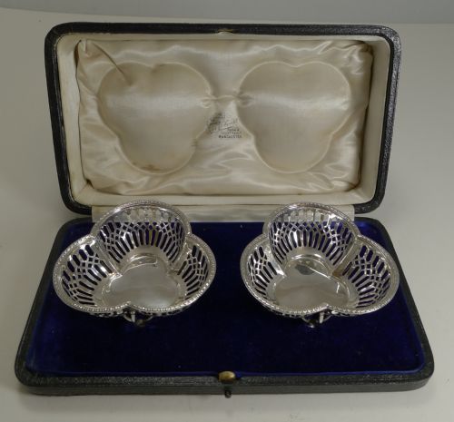 fig 1. Pair Cased English Sterling Silver baskets - 1910