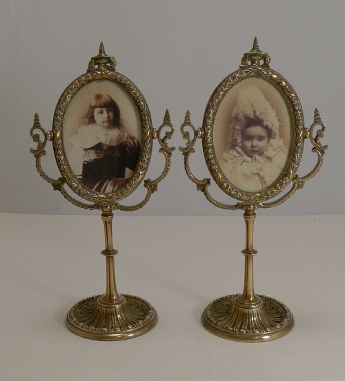 Pair Antique English Brass Swing Photograph Frames C.1880