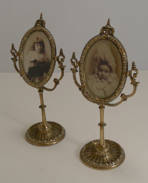fig 1. Pair Antique English Brass Swing Photograph Frames c.1880