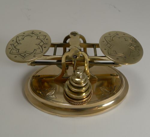 Fine Engraved Quality Letter / Postal Scale by Leuchars, London C.1880
