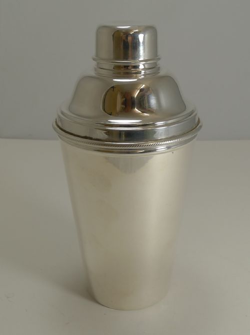fig 1. Large Vintage Silver Plated Cocktail Shaker With Integral Lemon Squeezer by Elkington and Co.