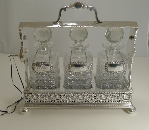Unusual Antique English Betjemann's Silver Plate Tantalus C.1890