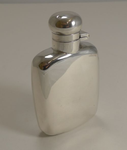 Small English Sterling Silver Hip Flask / Liquor Flask - 1923