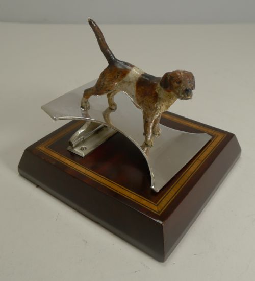 Antique Figural Cold Painted Bronze Dog (Beagle) Letter Clip C.1900