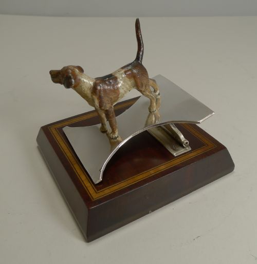 fig 1. Antique Figural Cold Painted Bronze Dog (Beagle) Letter Clip c.1900