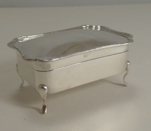 Elegant English Sterling Silver Jewellery Box - 1909