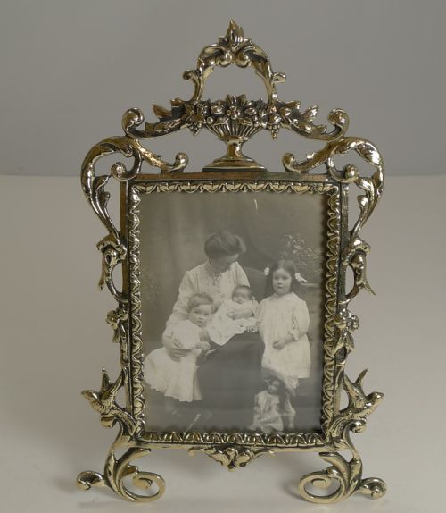 Pretty Antique English Cast Brass Photograph Frame C.1880