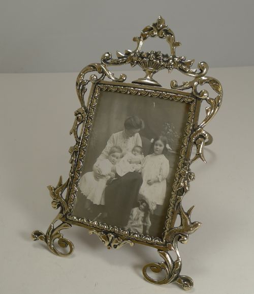 fig 1. Pretty Antique English Cast Brass Photograph Frame c.1880