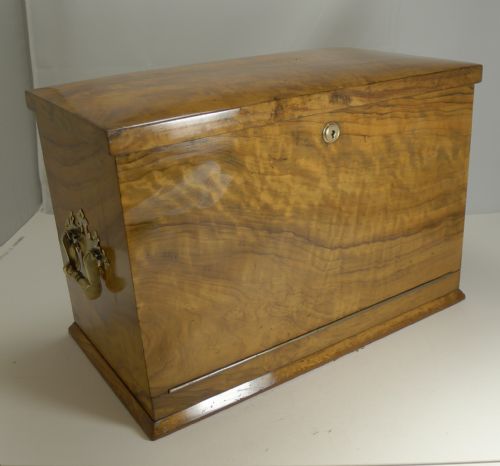 GRAND ANTIQUE ENGLISH OLIVEWOOD WRITING BOX CABINET C1890 - ADDITIONAL PHOTO 1