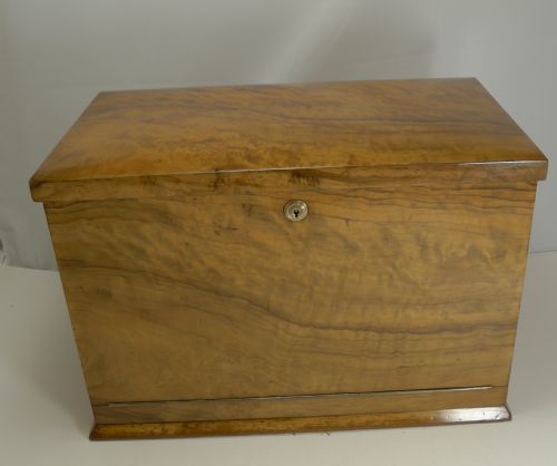 GRAND ANTIQUE ENGLISH OLIVEWOOD WRITING BOX CABINET C1890 - ADDITIONAL PHOTO 10