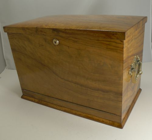 GRAND ANTIQUE ENGLISH OLIVEWOOD WRITING BOX CABINET C1890 - ADDITIONAL PHOTO 11