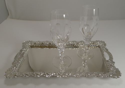 fig 1. Small Antique English Sterling Silver Serving Tray - 1898