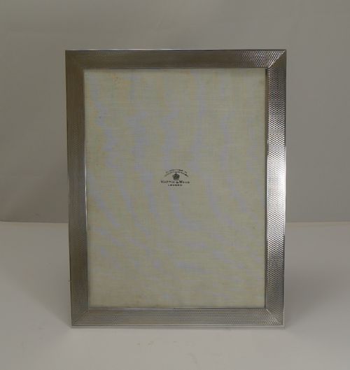 Large Engine Turned Sterling Silver Photograph Frame by Mappin & Webb