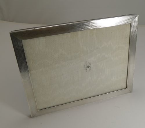 fig 1. Large Engine Turned Sterling Silver Photograph Frame by Mappin & Webb