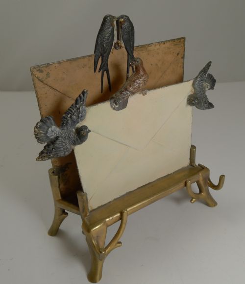 fig 1. Rare Cold Painted Vienna Bronze Letter Rack or Holder c.1890