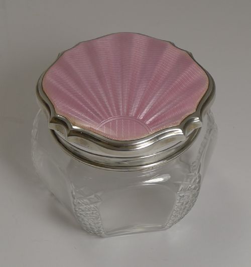 Art Deco Sterling Silver & Guilloche Enamel Lidded Box - 1929