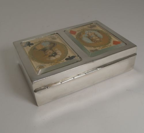 ANTIQUE ENGLISH STERLING SILVER PLAYING CARD BOX 1899 - ADDITIONAL PHOTO 1