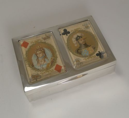 ANTIQUE ENGLISH STERLING SILVER PLAYING CARD BOX 1899 - ADDITIONAL PHOTO 6