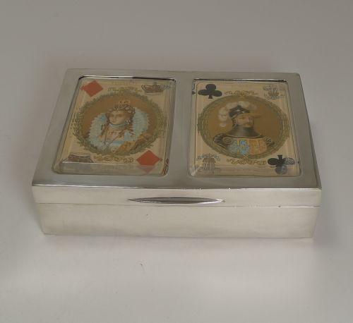ANTIQUE ENGLISH STERLING SILVER PLAYING CARD BOX 1899 - ADDITIONAL PHOTO 8