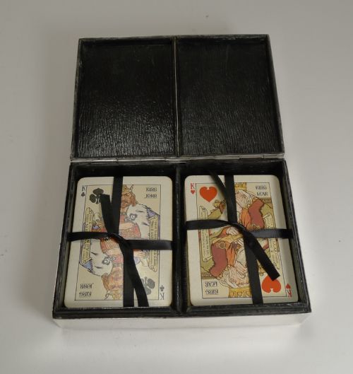 ANTIQUE ENGLISH STERLING SILVER PLAYING CARD BOX 1899 - ADDITIONAL PHOTO 9