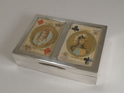 ANTIQUE ENGLISH STERLING SILVER PLAYING CARD BOX 1899 - ADDITIONAL PHOTO 11