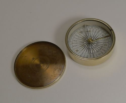 fig 1. English Made Brass Cased Explorers Compass For Peter Orr, Madras c.1880