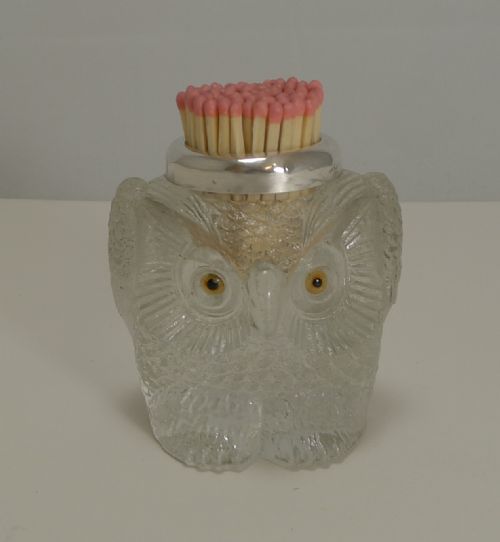 Rare Antique English Figural Match Strike - Owl - London 1907