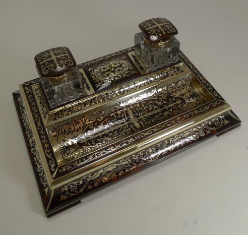 Finest Quality Antique English Boulle Inkstand C.1890