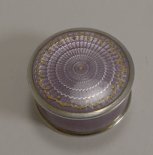 fig 1. Outstanding Norwegian Sterling (930) Silver and Enamel Pill Box by Marius Hammer