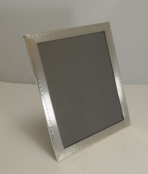 English Sterling Silver Engine Turned Photograph Frame