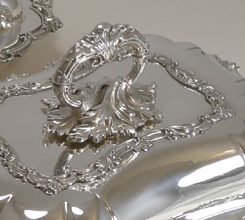 fig 1. Fine Pair Antique English Entree Dishes in Silver Plate by Walker and Hall