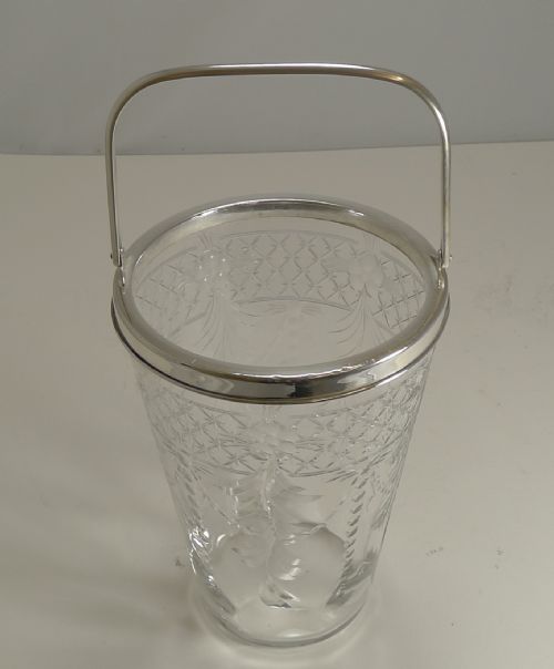 ANTIQUE ENGLISH GLASS AND SILVER PLATE ICE BUCKET - ADDITIONAL PHOTO 1