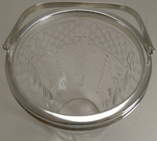 ANTIQUE ENGLISH GLASS AND SILVER PLATE ICE BUCKET - ADDITIONAL PHOTO 4