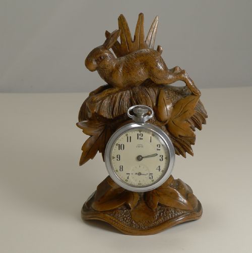 Charming Black Forest Pocket Watch Holder - Hare C.1900