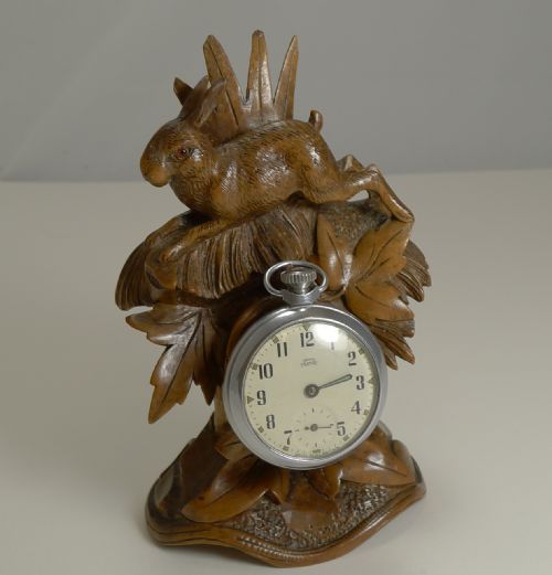 fig 1. Charming Black Forest Pocket Watch Holder - Hare c.1900
