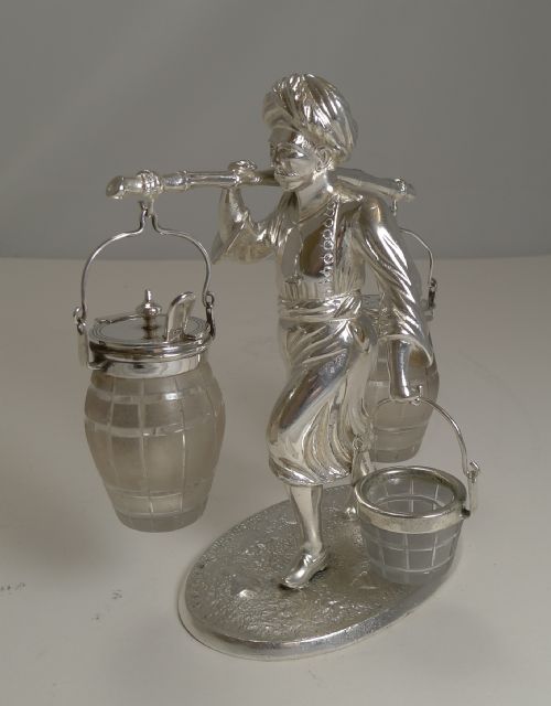 Superb Antique English Figural Table Cruet - Asian Man - Registered 1871