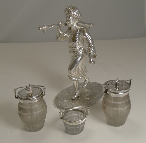 fig 1. Superb Antique English Figural Table Cruet - Asian Man - Registered 1871